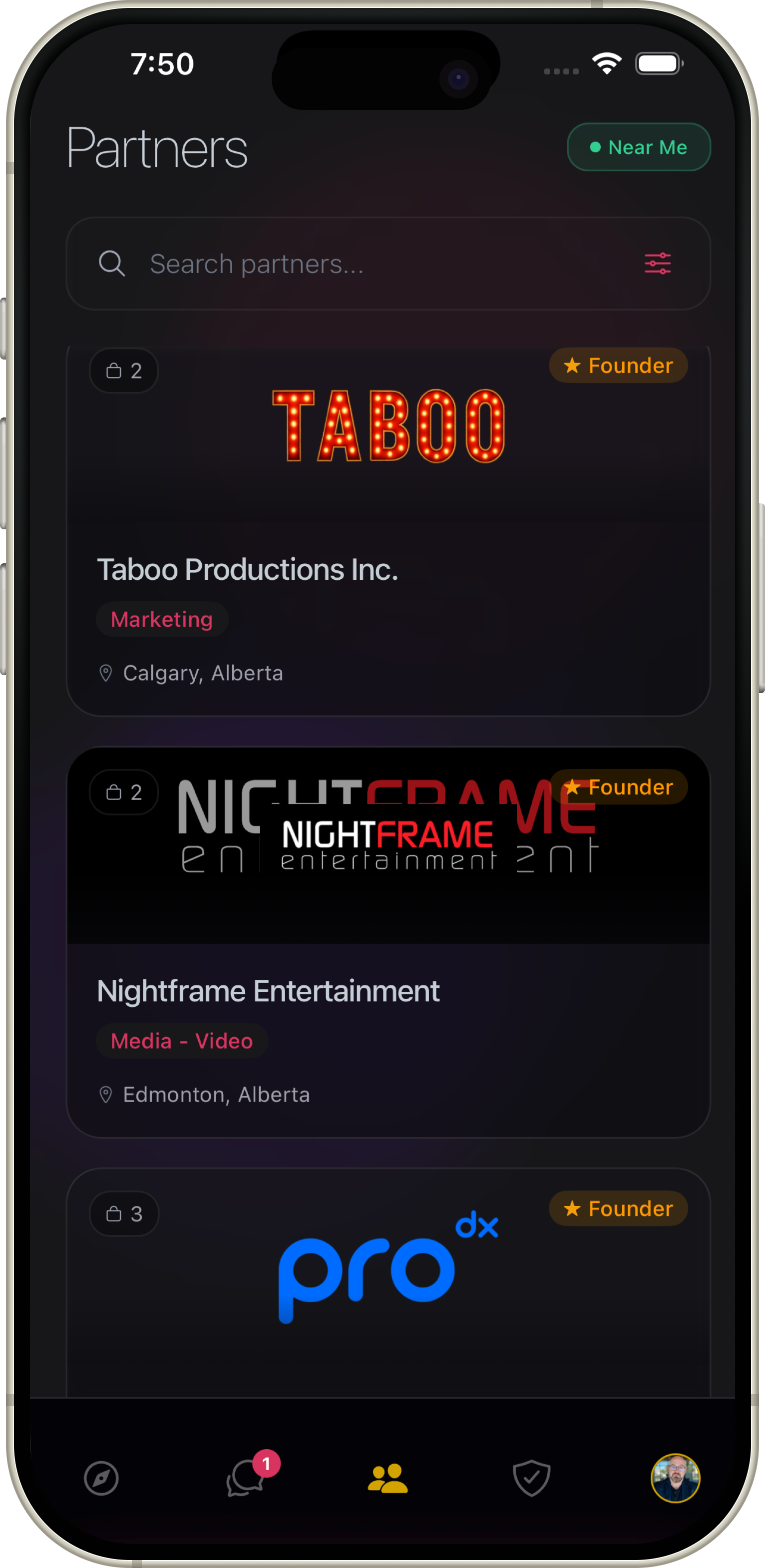 Partners screen